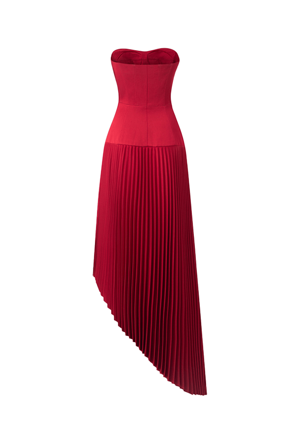 Strapless Asymmetric Pleated Dress And Stone Embellished Cape Set